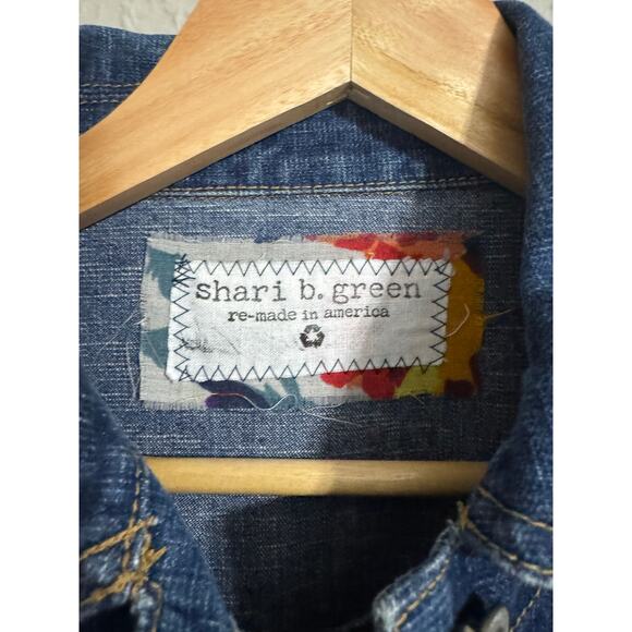 Shari B. Green Remade In America Denim Floral Dress Size Small - Picture 9 of 9